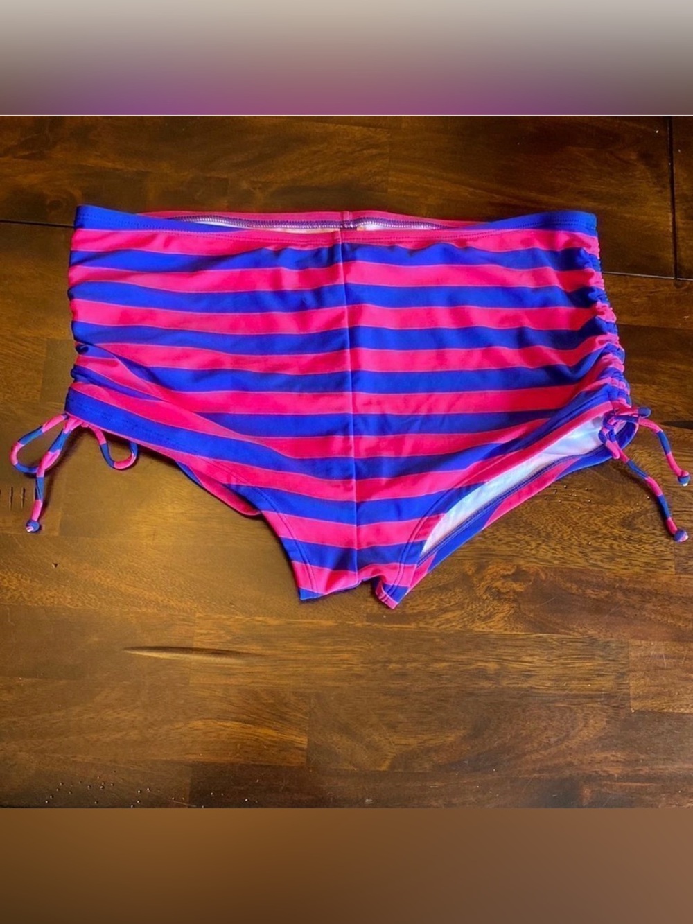 NWT Vero Moda Striped Side Tie Scrunch Ruched Bikini Bottoms 16W